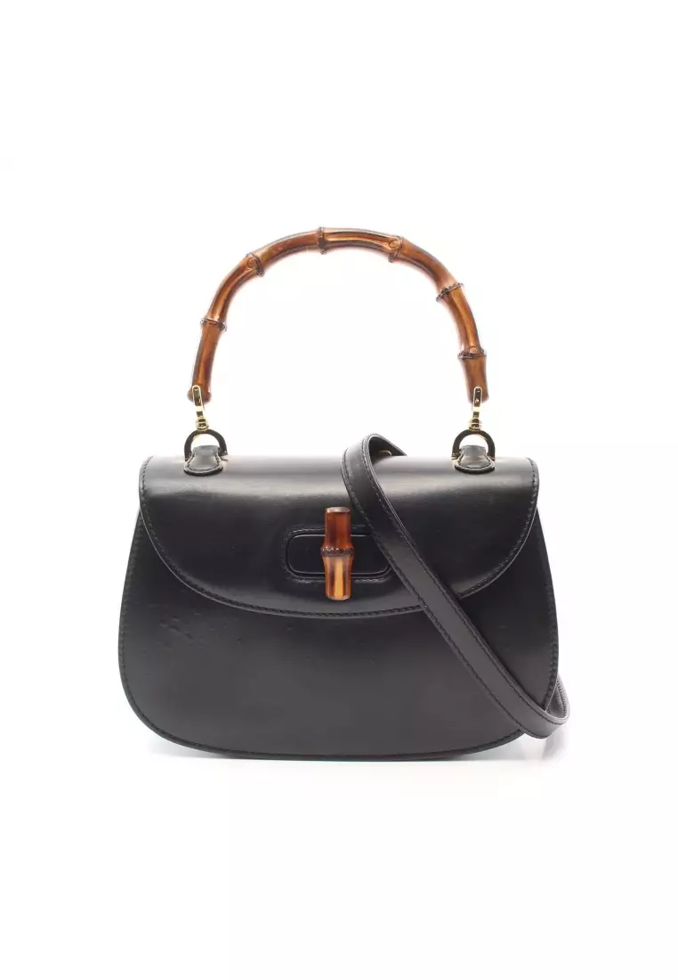 Gucci bamboo bag hot sale black