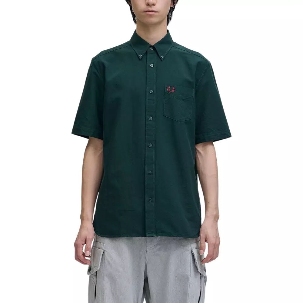 Oxford Chest Pocket Logo Short Sleeves Shirt Grassroots