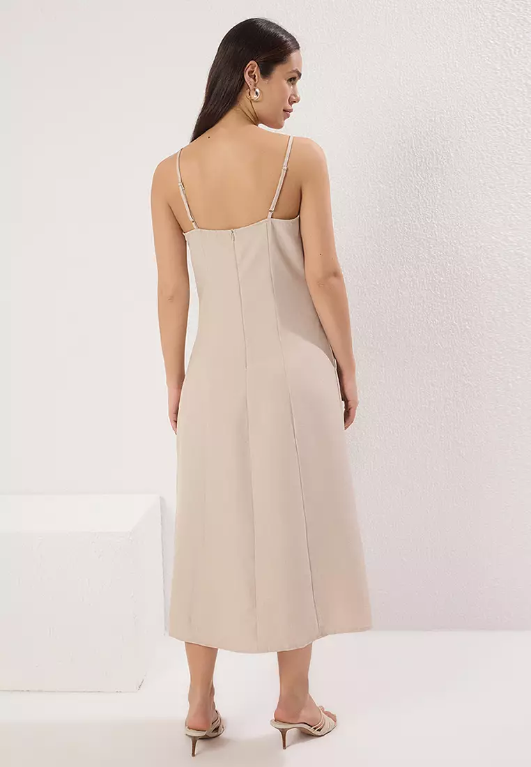 Stone Buttoned Midi Woven Shirt Dress TWOSS25EL00286