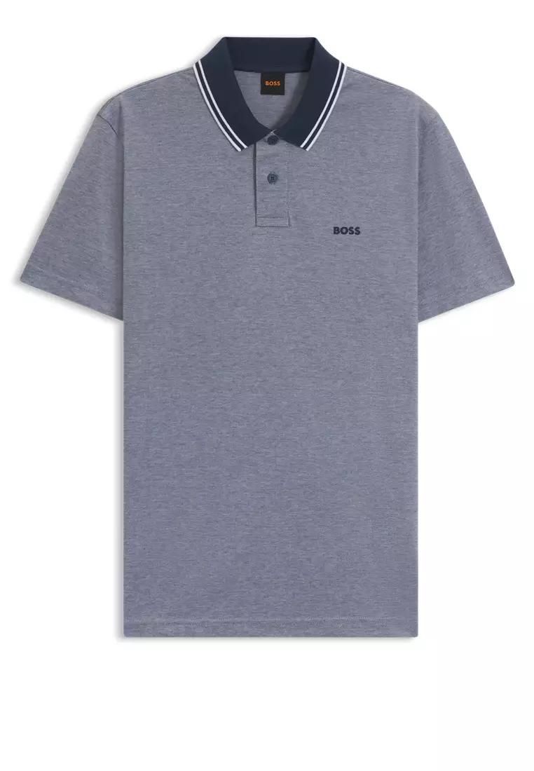 Oxford-Pique Polo Shirt - BOSS Orange