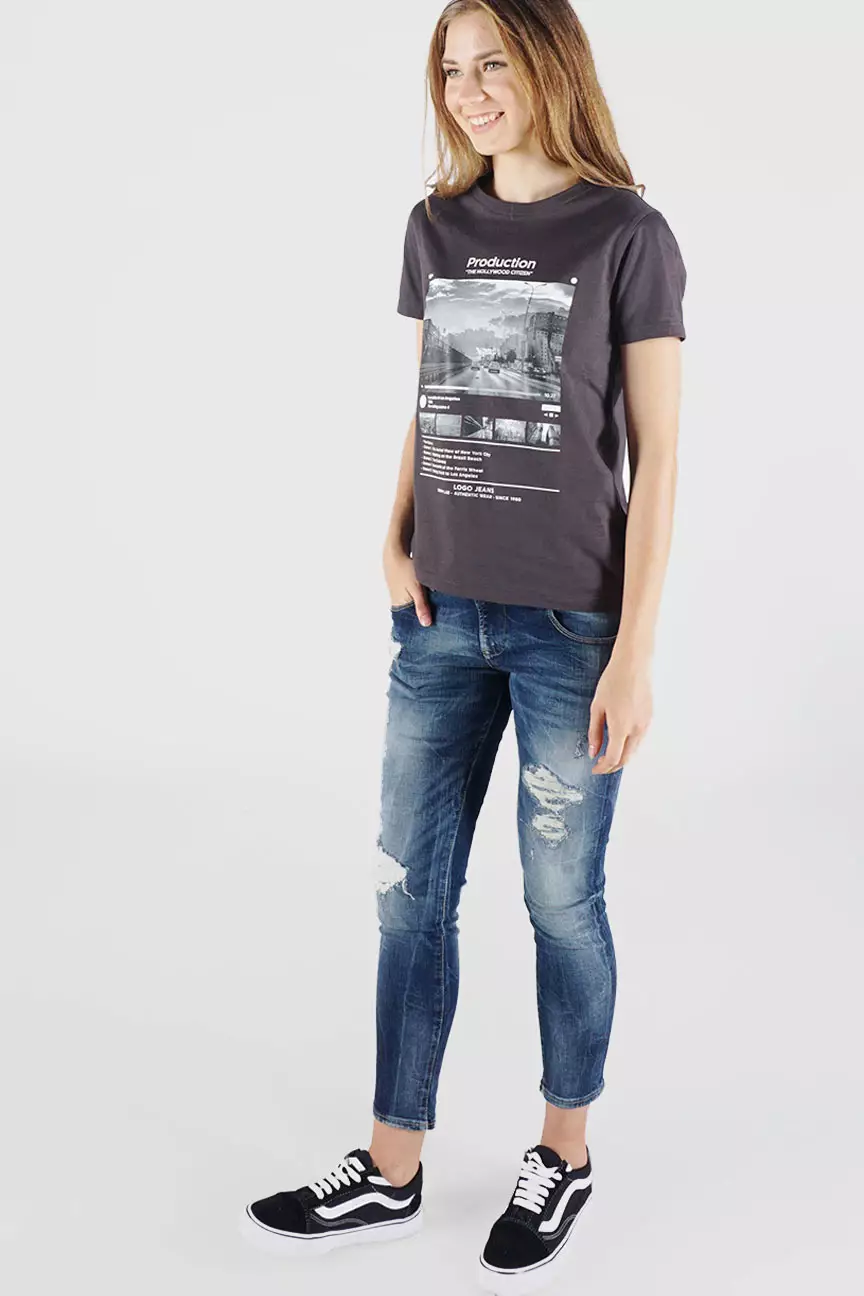 Kaos Wanita Story Dark Grey