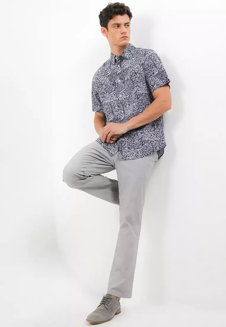 Easy Iron Cotton Linen Blend Print Shirt