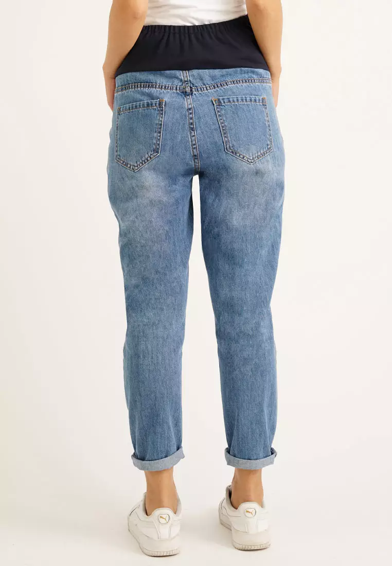 Blue Maternity Full Panel Mom Jeans