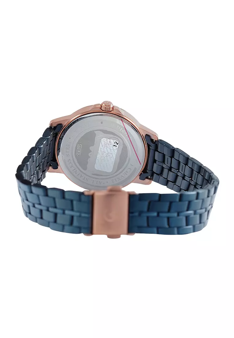 Alexandre Christie - Jam Tangan Analog Wanita - Rosegold Blue - Stainless Steel - 8655LDBURBU