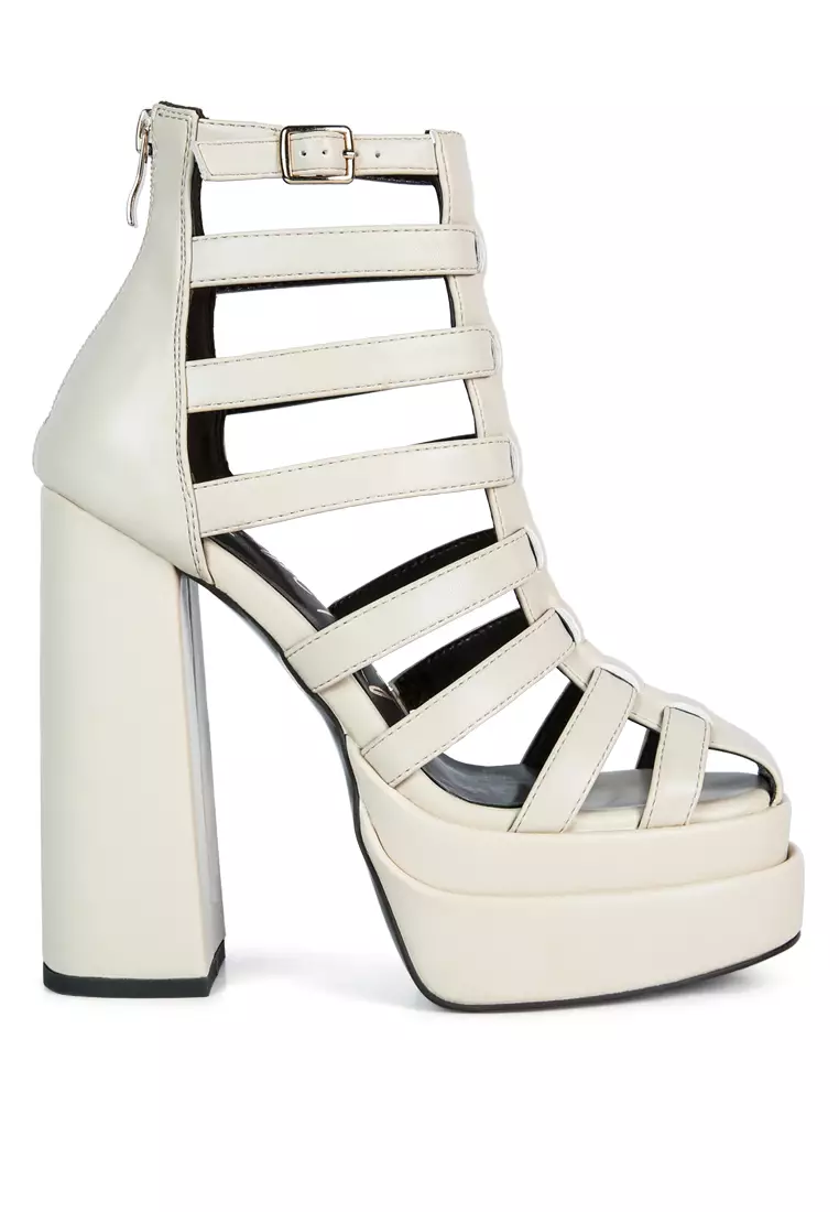 Beige 2024 caged heels