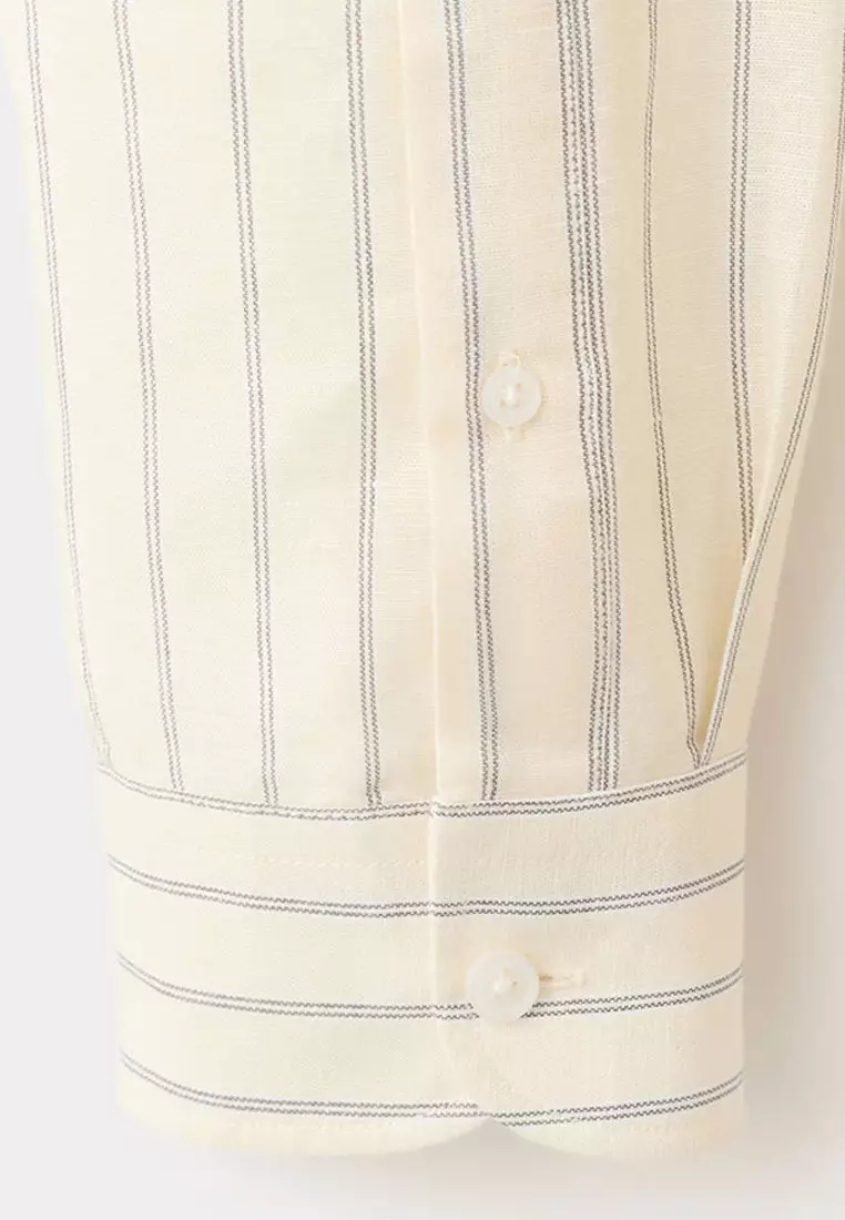 Linen-Cotton Blend Stripe Shirt
