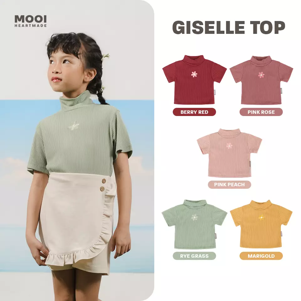 Mooi Atasan Turtleneck Anak Perempuan Giselle Top - Rye Grass