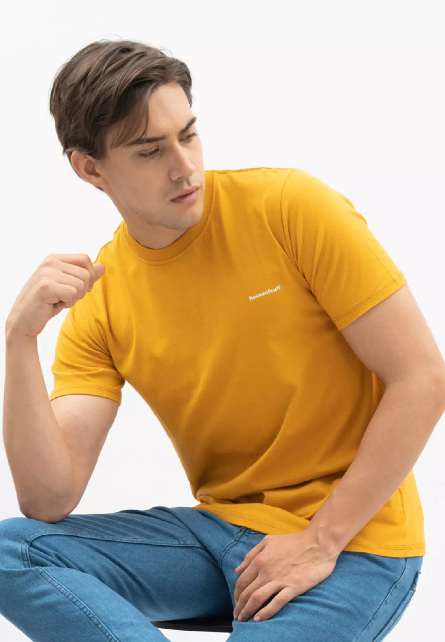 Kaos Polos Pria Premium Katun Combed Lengan Pendek Mustard