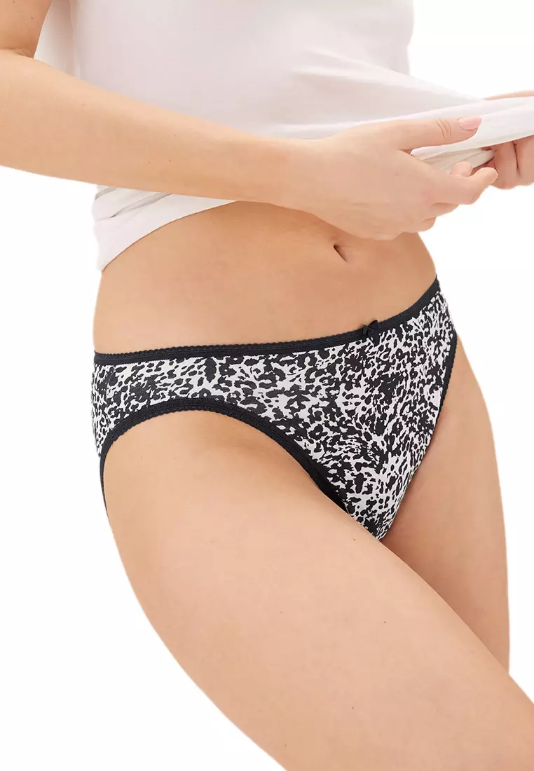 5pk Cotton Rich Printed High Leg Knickers, M&S Collection