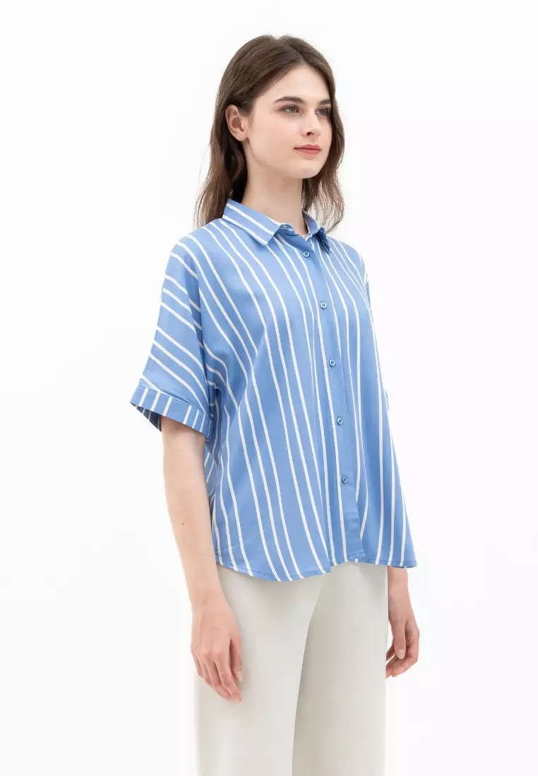 Urban Exchange Kimiko Stripe Blue Shirt