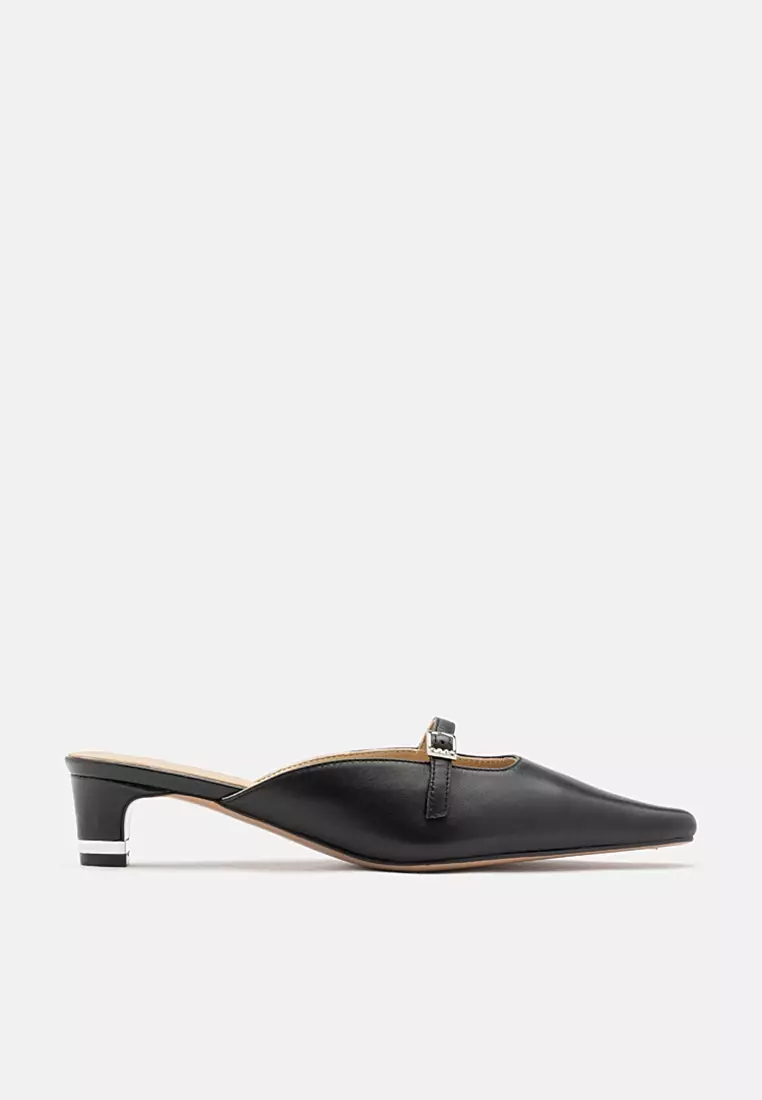Discount on Pazzion  shoes - SKU: Hera Buckle Strap Heel Mules Black