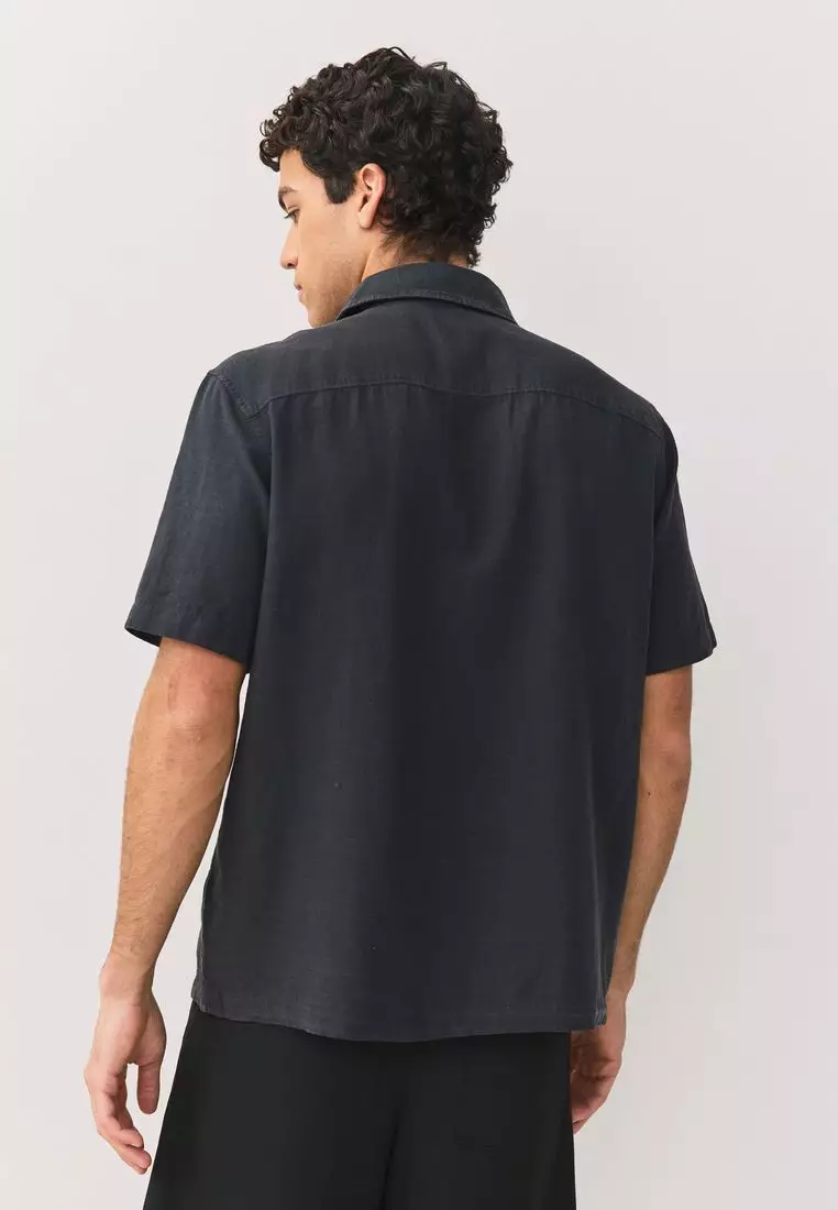 Linen Tencel Blend Short Sleeve Shirt