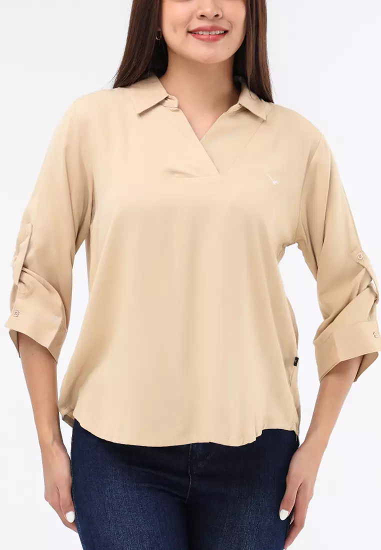 Plain Single Bold Twill 3/4 Blouse