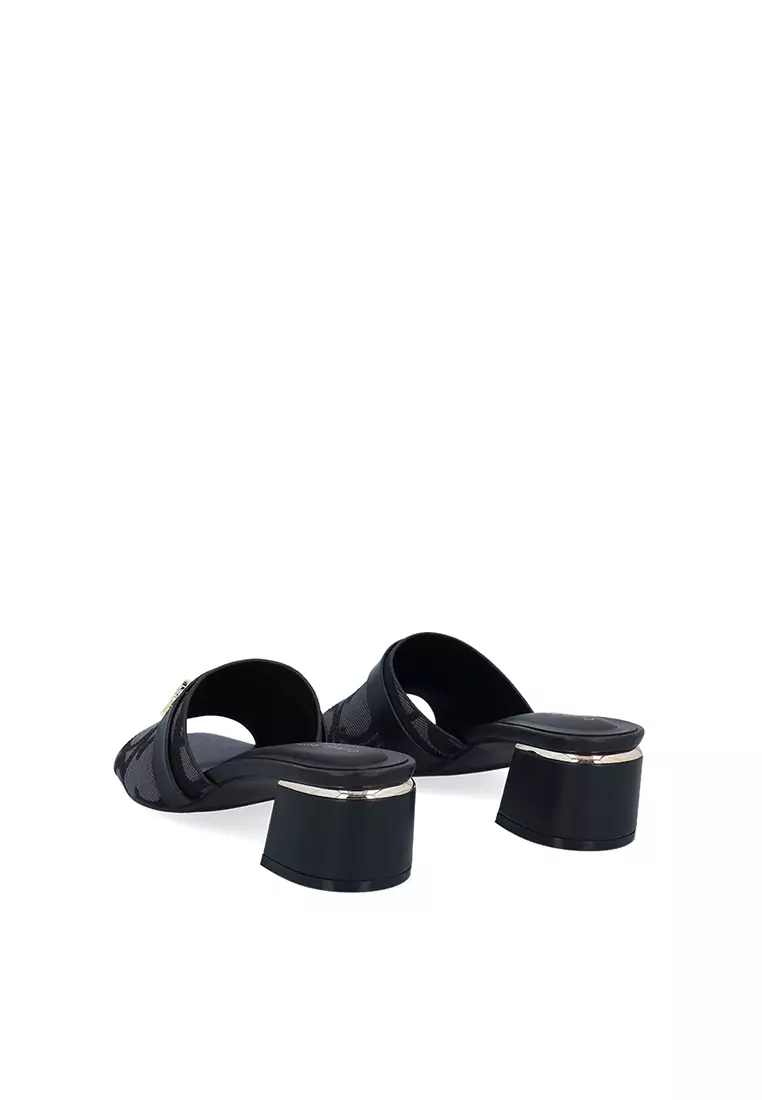 Black CR Vera Emblem Sandals