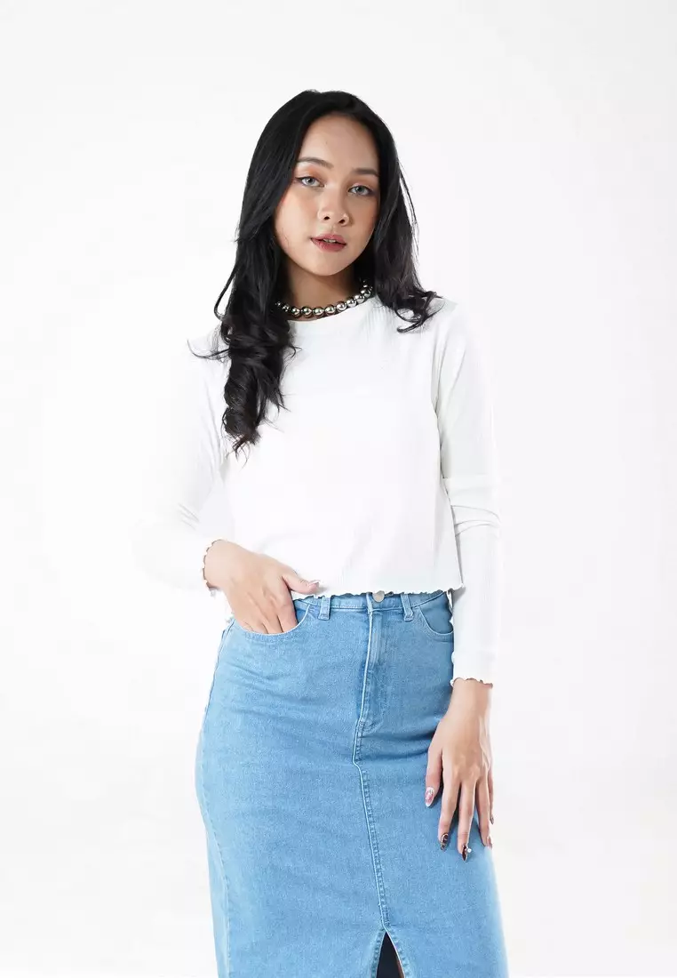 Greenlight Women's T-Shirt Long Sleeve Cropped Top C140324