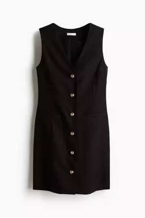 h&m gold button dress Women's Cream Button-front dress