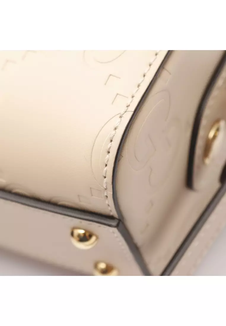 Pre-Loved Gucci GG super mini Handbag leather light beige 2WAY