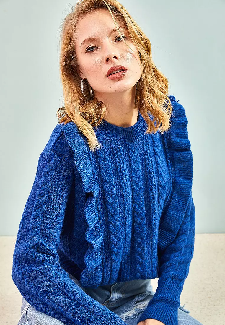 Openwork Ruffled Sweater