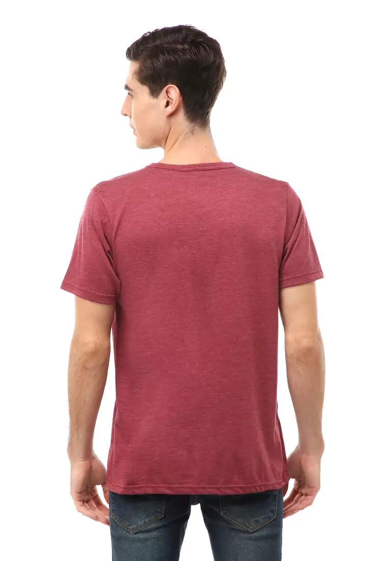Jack T-Shirt Atasan Kasual Kaos Polos Pria Model Kancing Lengan Pendek Material Cotton ORIGINAL - Maroon