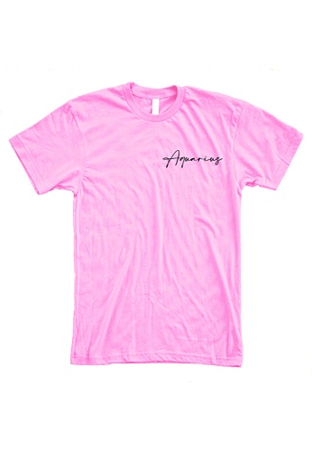 MRL Prints pink Zodiac Sign Aquarius Pocket T-Shirt Customized 38546AA6B73343GS_1