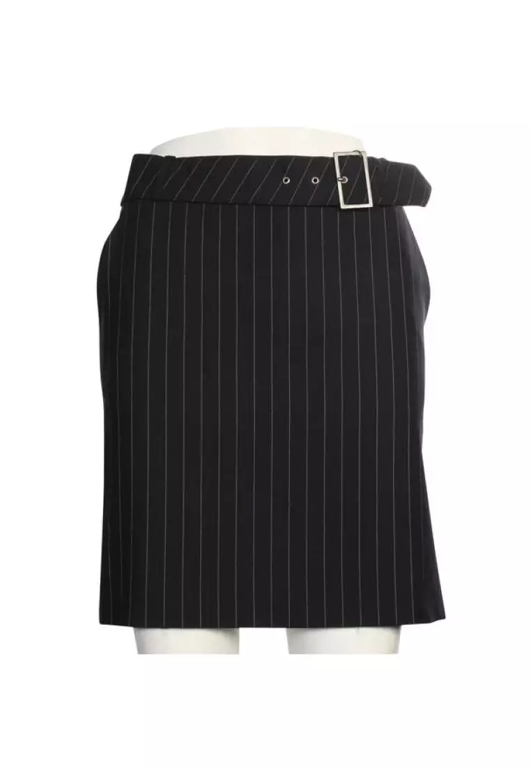 Black wool mini skirt designer 2025