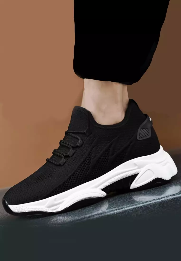 Gain 10cm instantly - Black Sneakers with special soles that make you 10cm taller - increase your height and boost your self confidence