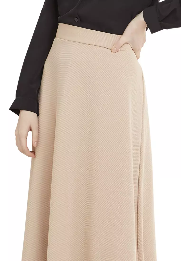 Viani Maxi Skirt Plain Rok Panjang Bawahan Wanita Relaxed Fit - Cream