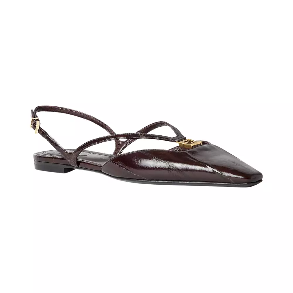 FFold Hagfish Leather Flats Brown
