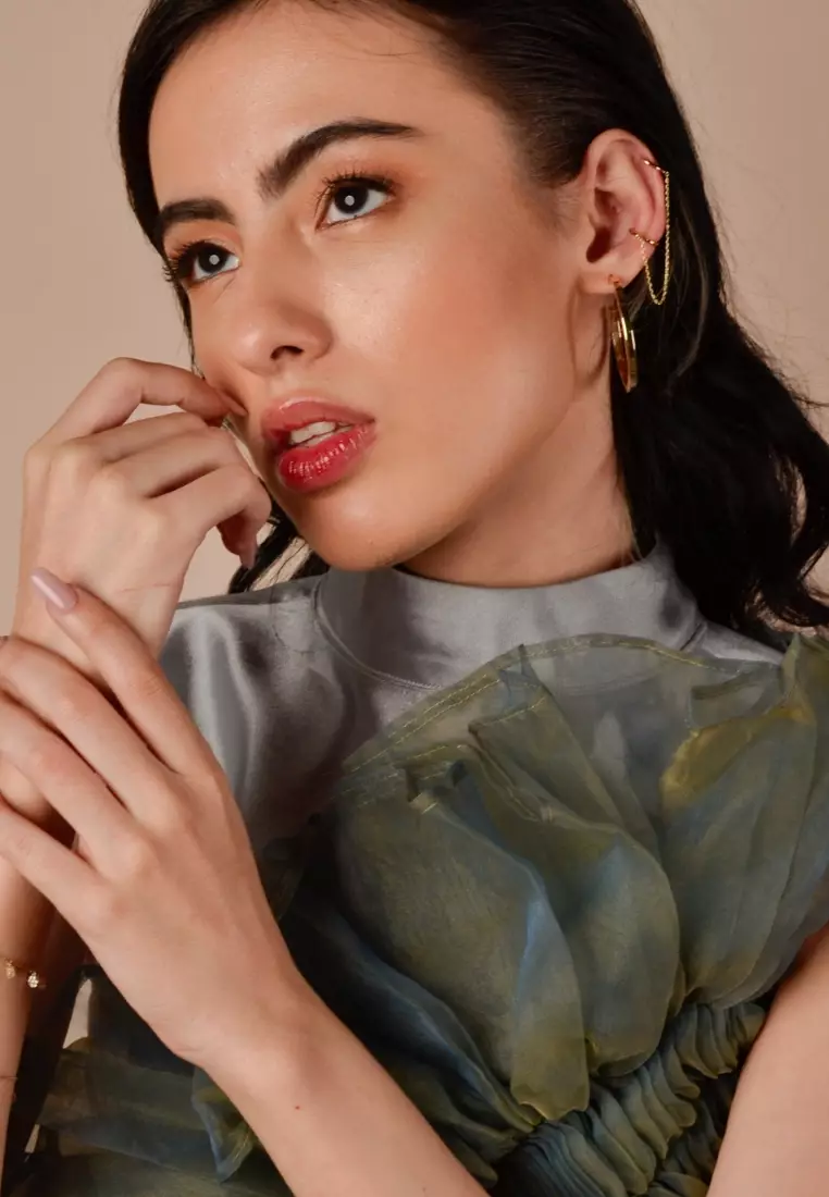 Long Chain Huggie Earrings 14k Gold