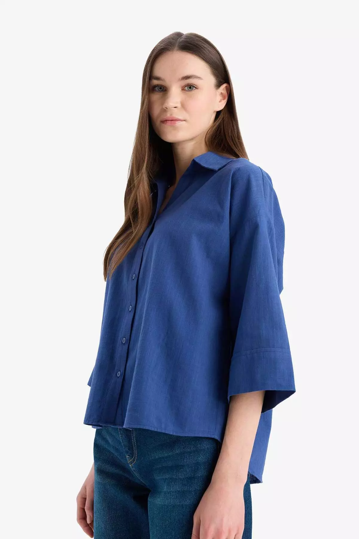 Regular Fit Linen Blend Short Sleeve Shirt E8356Ax25Sm