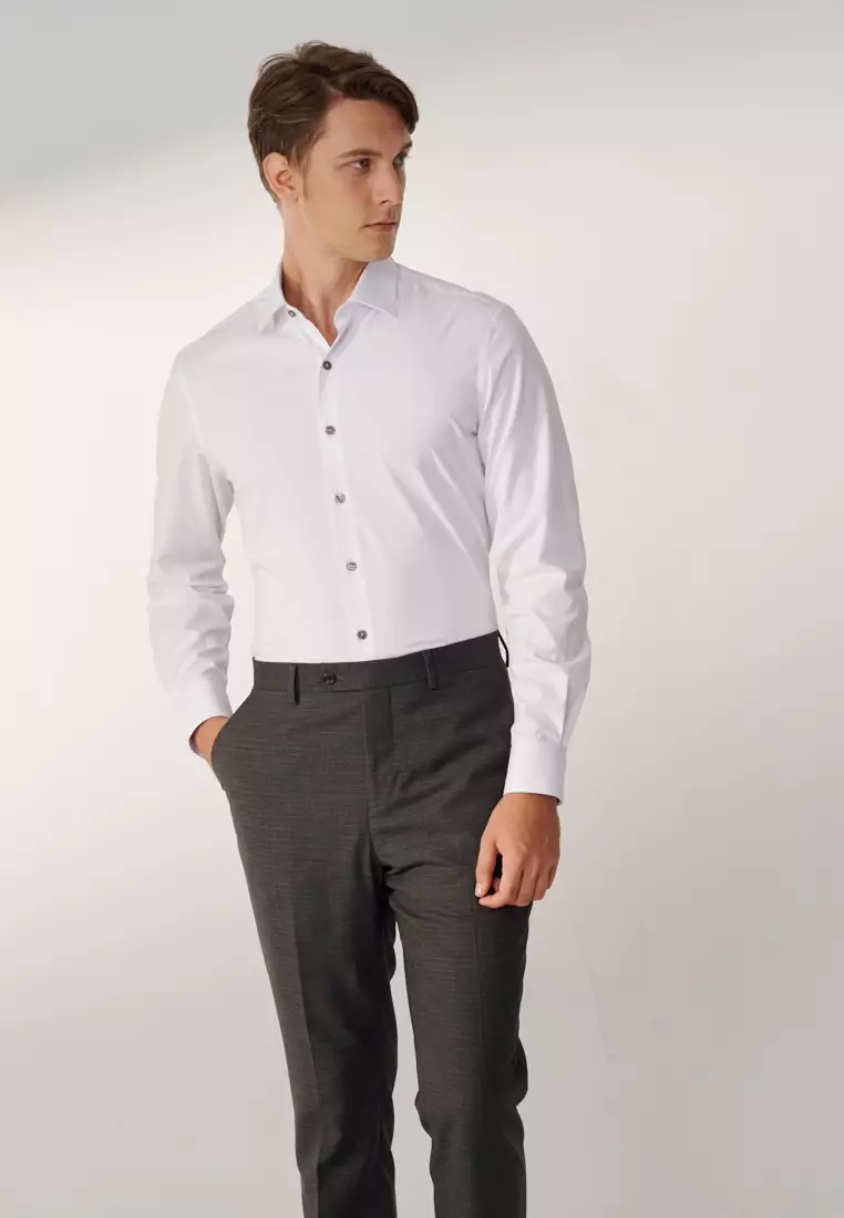 White Textured Classic Shirt