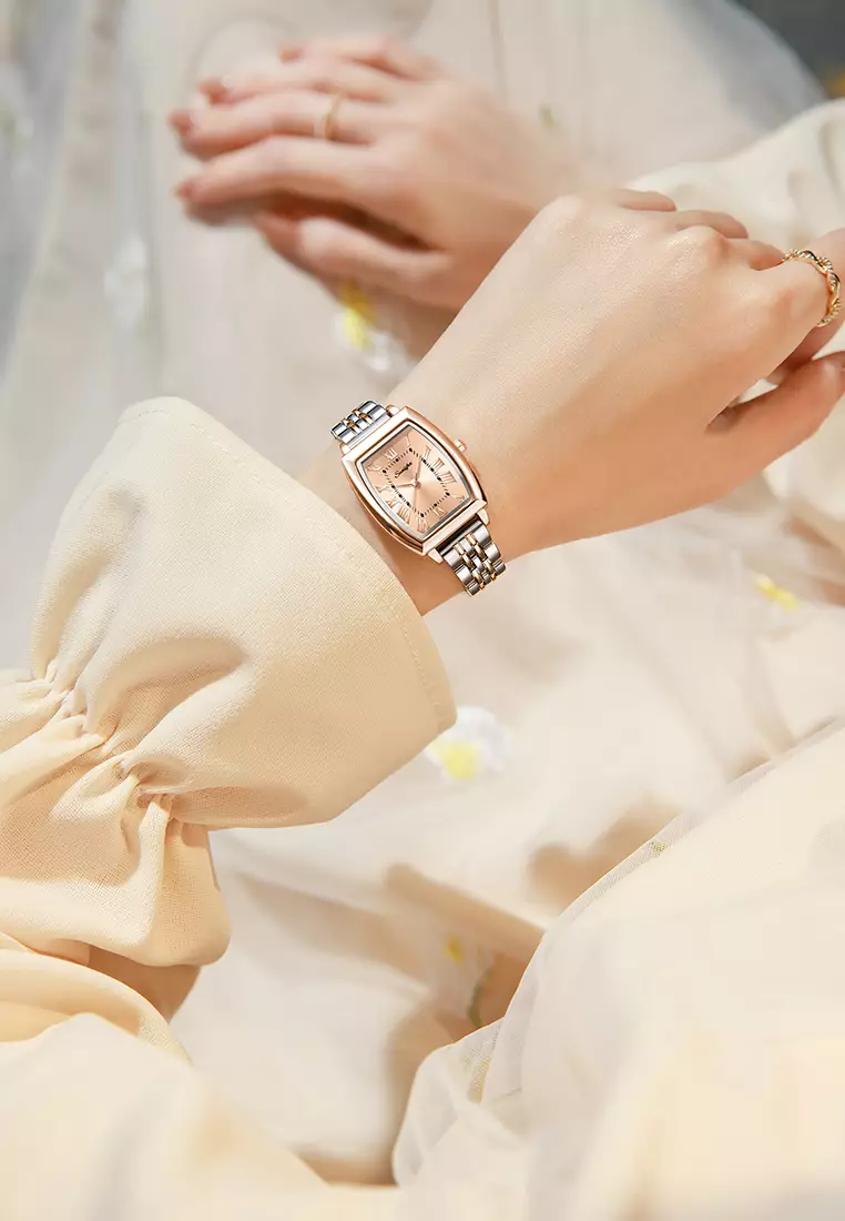Jam Tangan Wanita Original Vintage Roman Design Anti Air Tali Alloy Jam Tangan Cewek silverrose