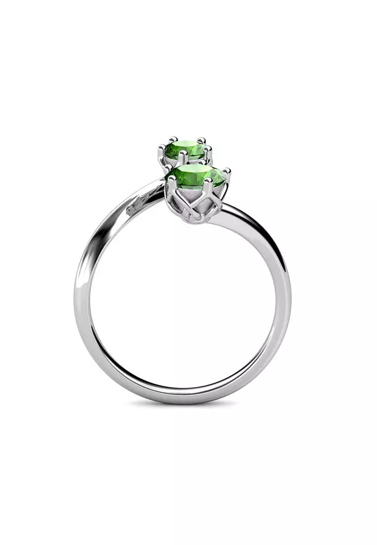 Birth Stone Ring August Peridot WG - Cincin Crystal by Her Jewellery