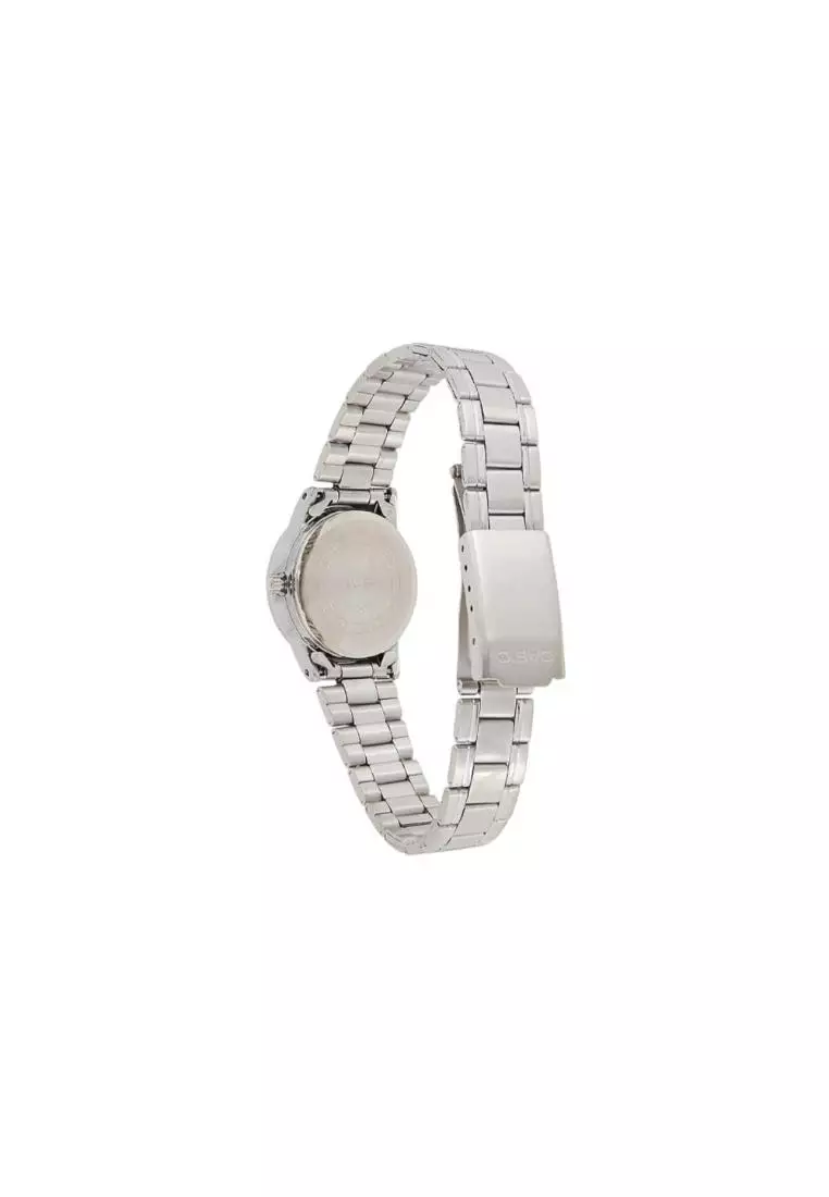 Couple Analog Watch MTP-LTP-V001D-7B with Silver Stainless Steel Band