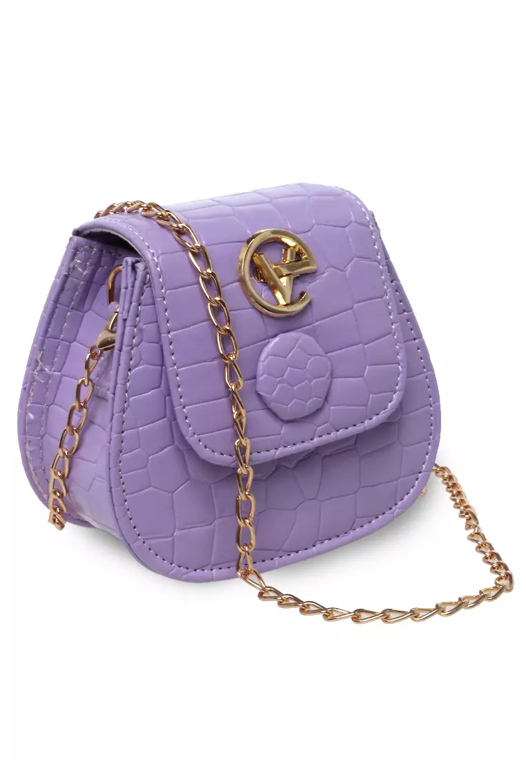 Ignazia Tas Wanita Motif Croco Design Simple Premium Quality - Purple