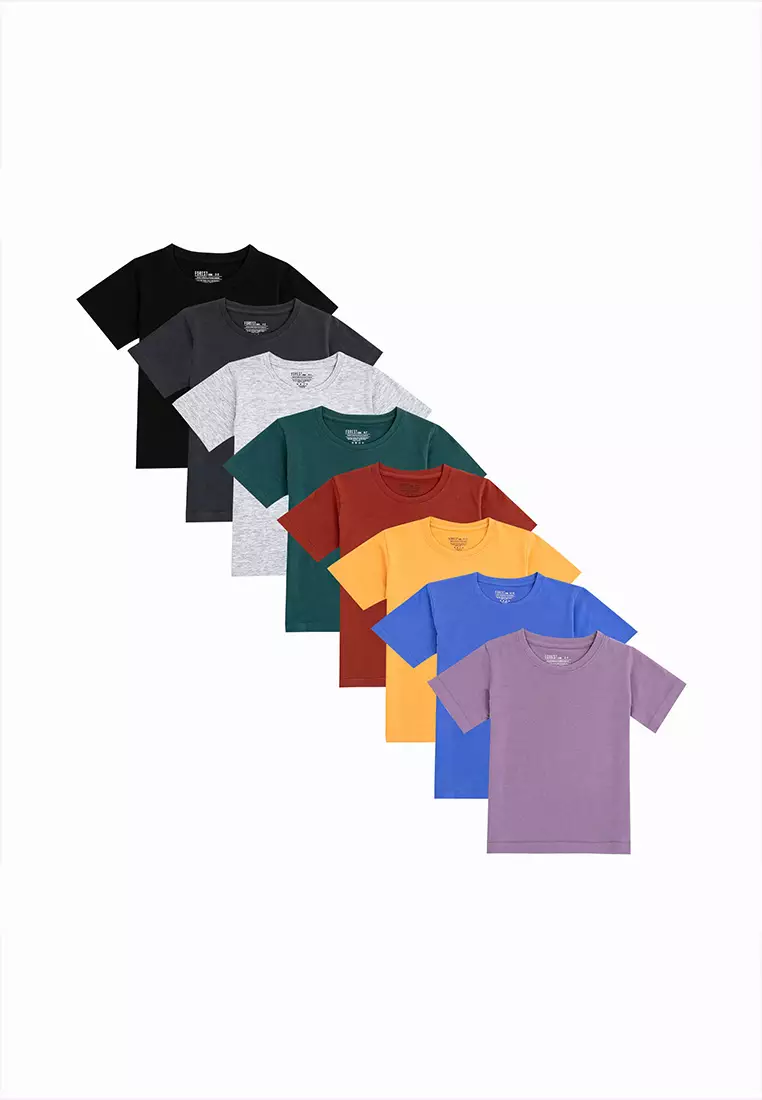 Forest Kids Unisex 100% Cotton Short Sleeve Plain Tee Boy Girl T Shirt Kids - Baju T shirt Budak - FK2052 - 01Black