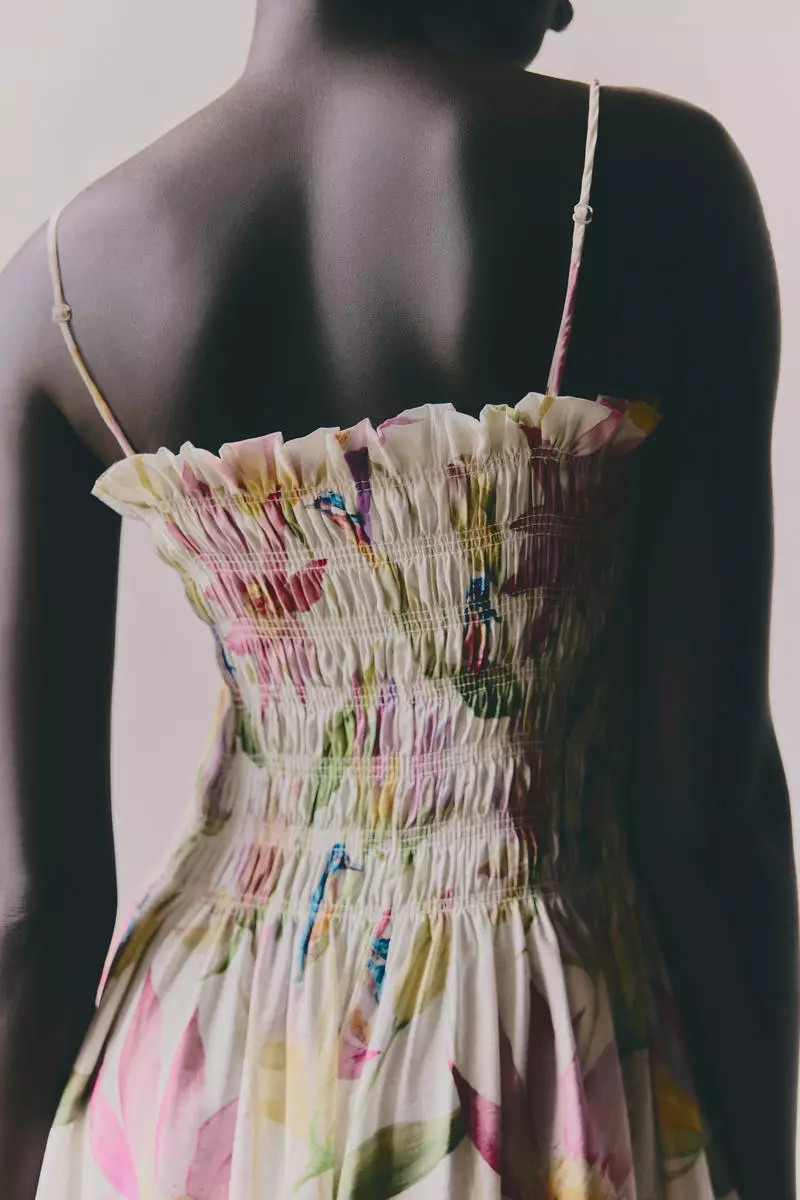 Smocked-bodice strappy dress