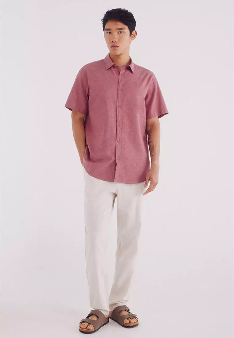 Short-Sleeved Linen Shirt