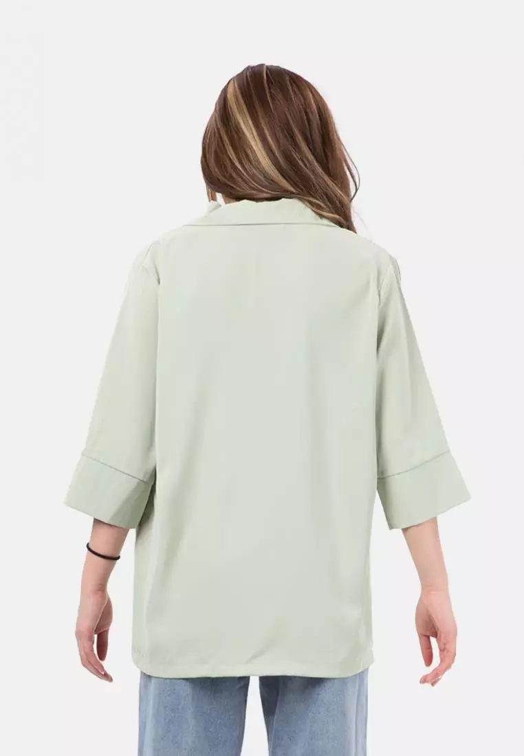 Mid Sleeve Fake Pocket Blazer