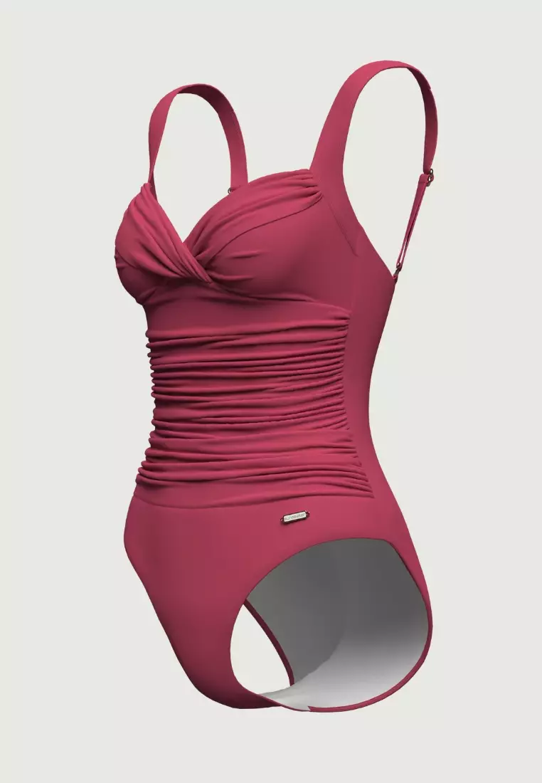 Core Solid Sangria Plus Cup Cross Front Onepiece