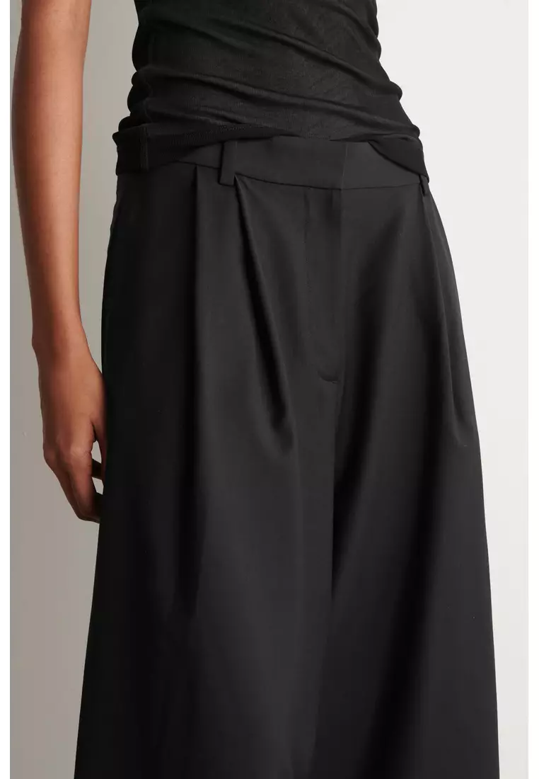 PLEATED WOOL-BLEND CULOTTES