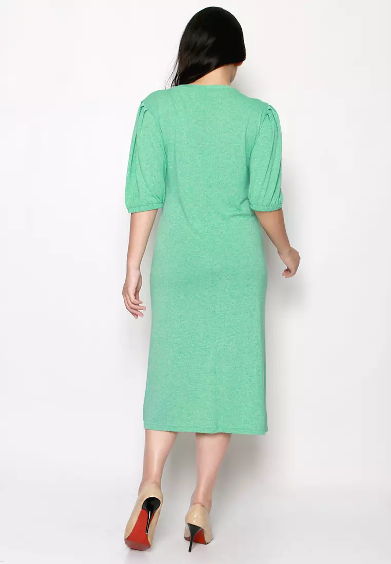 Waist Wrinkled Midi Dress