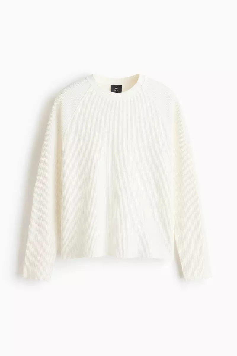 Regular Fit Long-sleeved waffled top