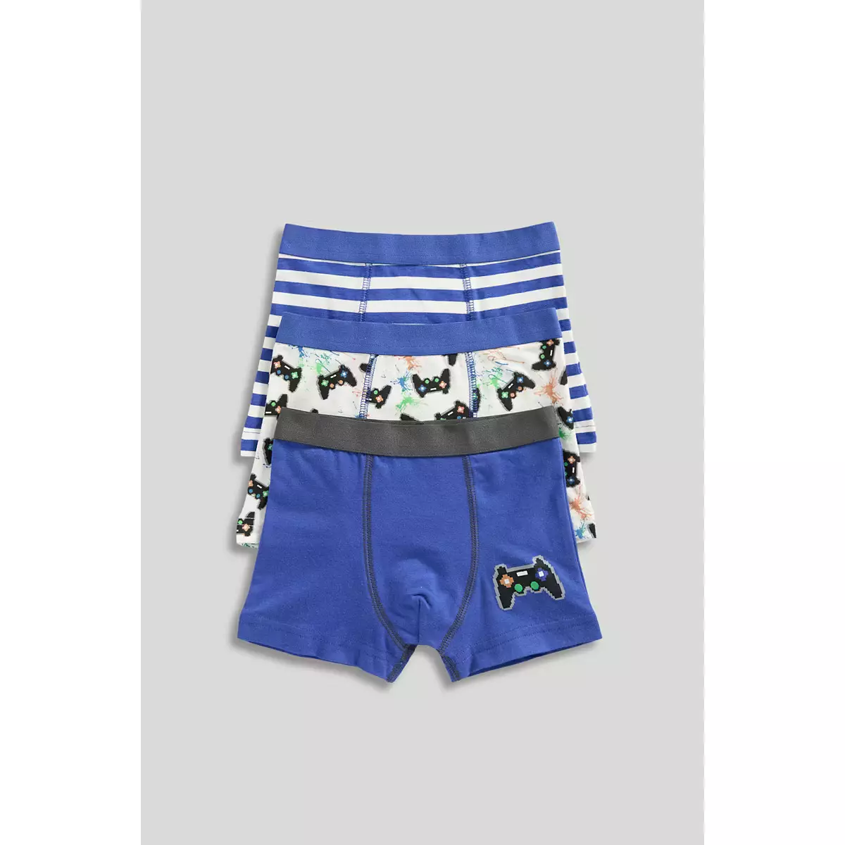 Mothercare Gaming Trunk Briefs - 3 Pack - Pakaian Dalam Anak Laki-laki (Biru)