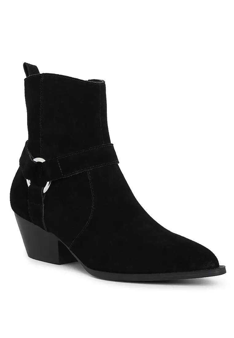 Harness Detail Ankle Boots in Black