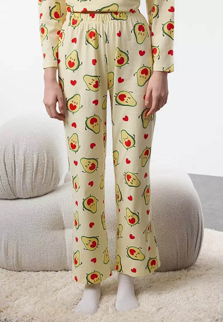 Avocado And Heart Knitted Pajama Set