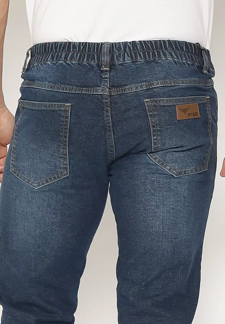 Jogger Pants Jeans Stretch Biru Tua 142304