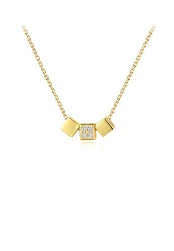 Glamorousky white 925 Sterling Silver Plated Gold Fashion Simple Geometric Square Necklace with Cubic Zirconia and Necklace 80FBDACBAC4261GS_1