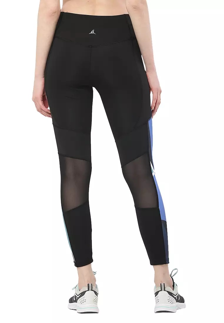 Legging Yoga Hitam Panjang Pergelangan Kaki Cetak Simetris