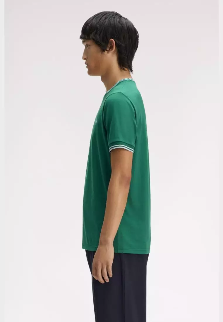 Fred Perry M1588 Twin Tipped T-Shirt (Sport Green / Light Ice / Light Ice)